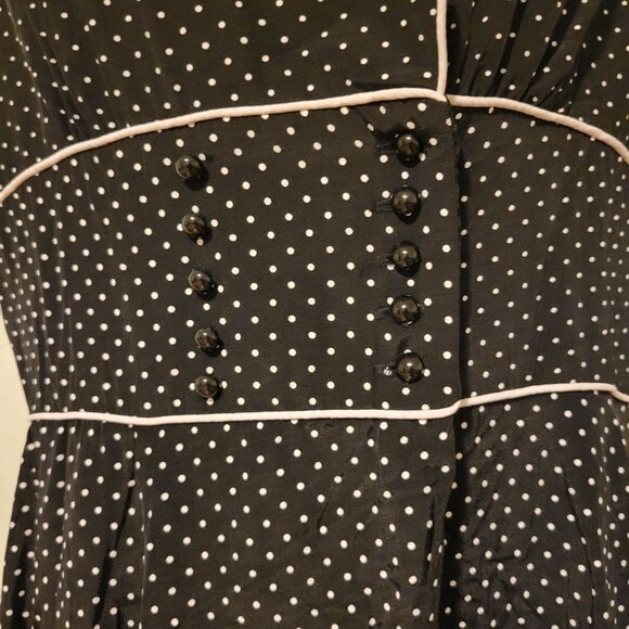 My Michelle 7/8 Black White Polka Dot‎ Midi Dress Collar Double Breasted Cosplay - Picture 5 of 6